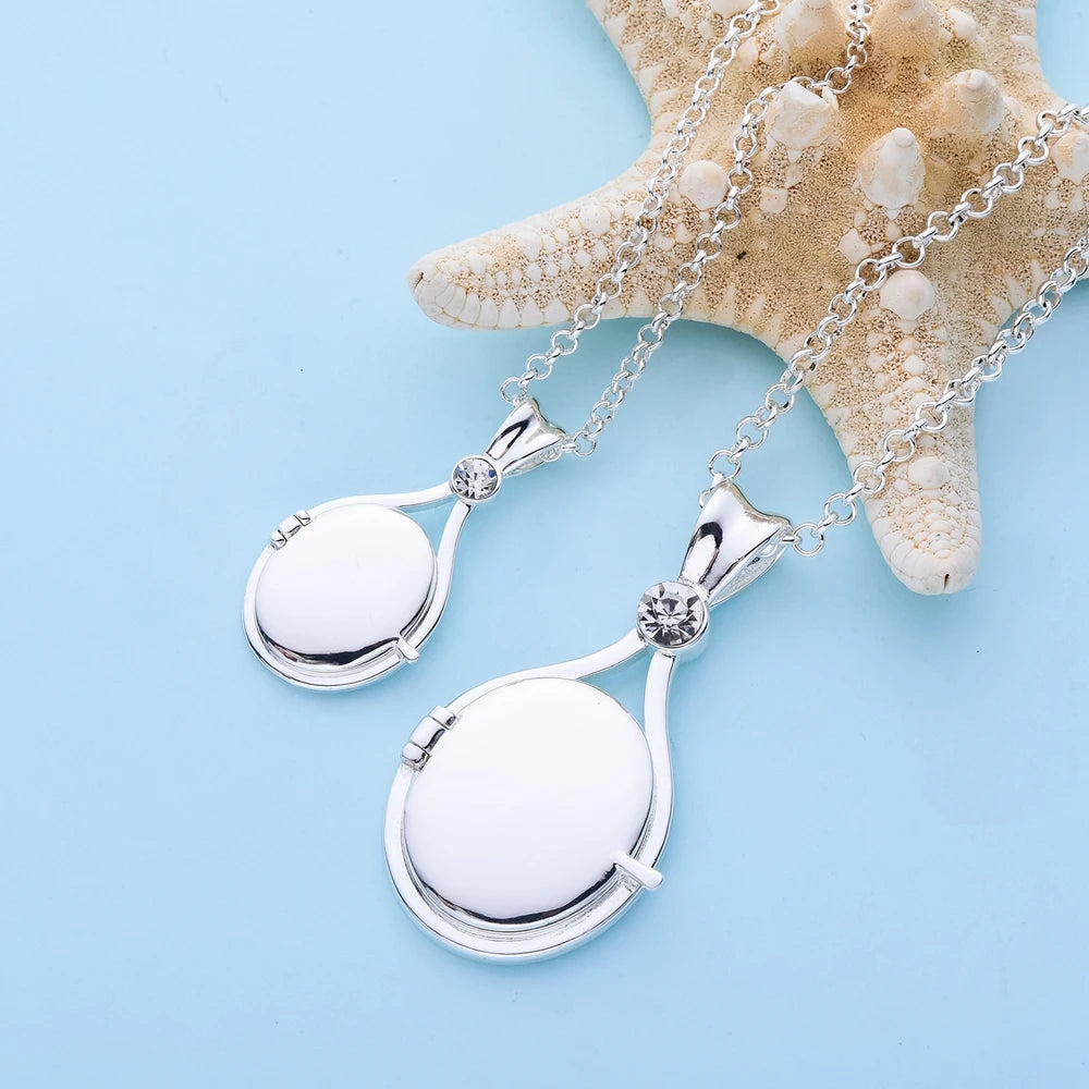 H2O Locket Pendant Necklace Mermaid Silver Color with Crystal Just Add Water Necklaces TV Movies Jewelry for Women Girls