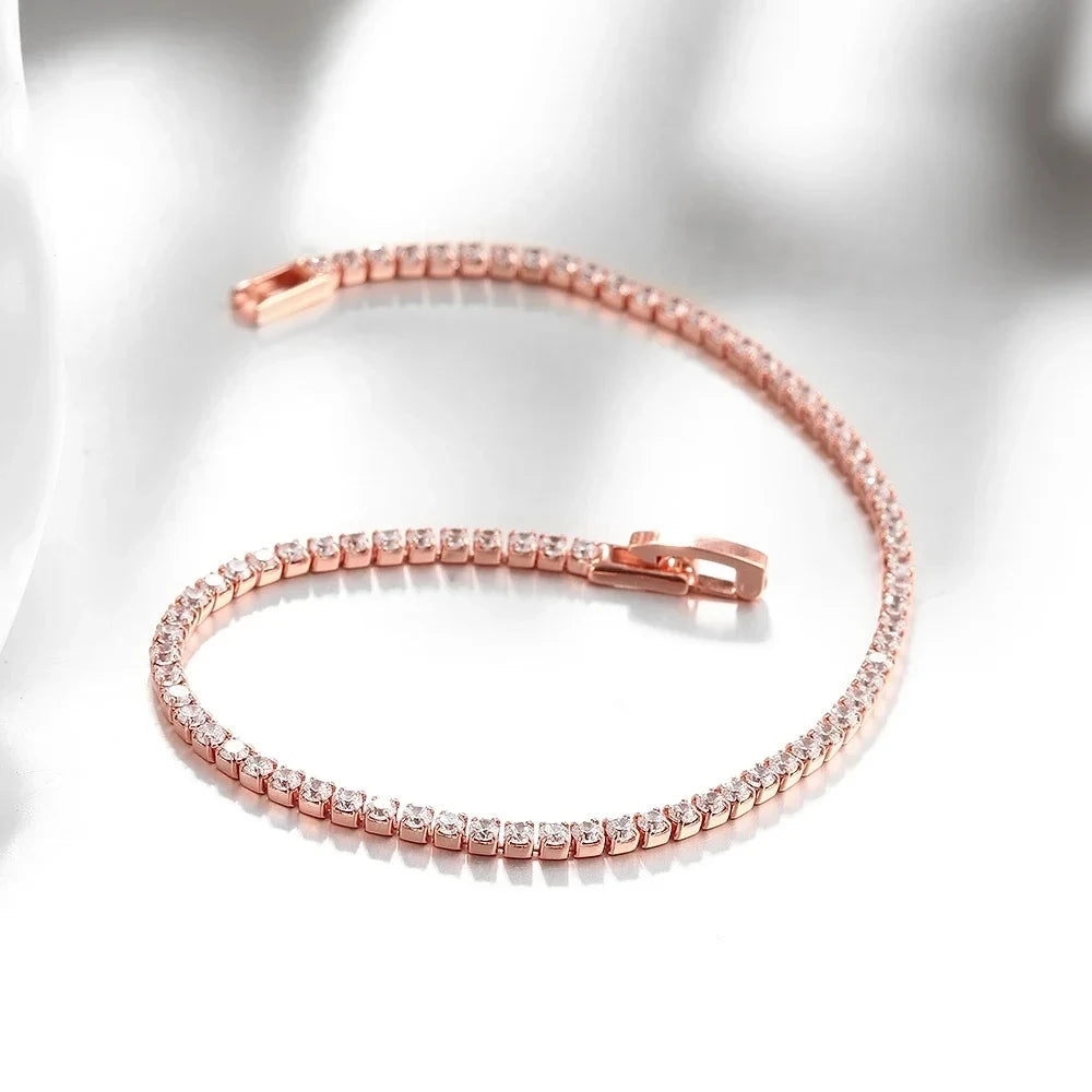 925 Sterling Silver Bracelet 16CM To 19CM Tennis Bracelet 2.5MM Zirconia Anniversary Gift