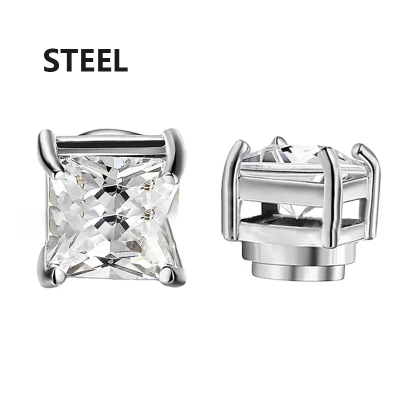 1 Pairs 6MM Stainless Steel Magnetic Stud Earrings for Men Women Non-Piercing Clip on Stud Earrings Set Non Piercing Jewelry