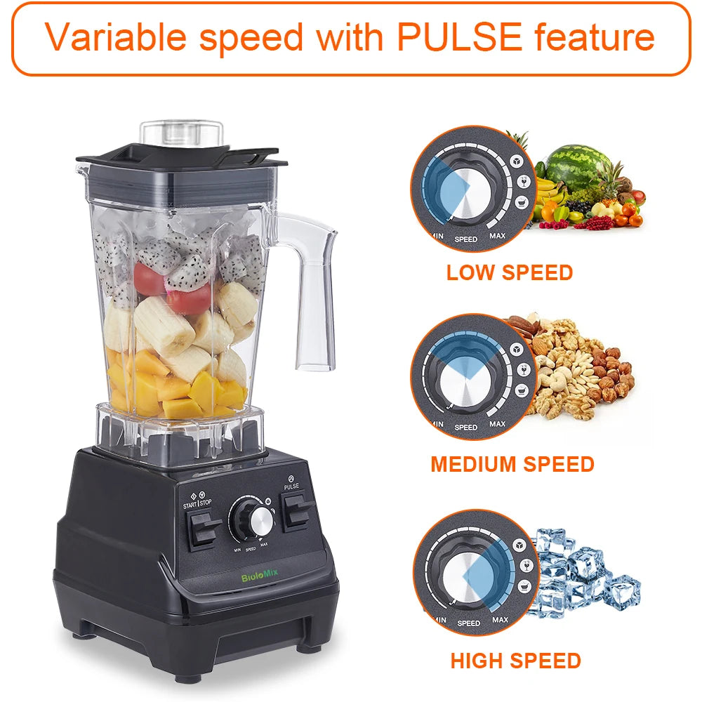 BioloMix Mini Pro 1800W Professional-Grade Smoothie Blender, 1.8L Container, Black/RED, Self-Cleaning