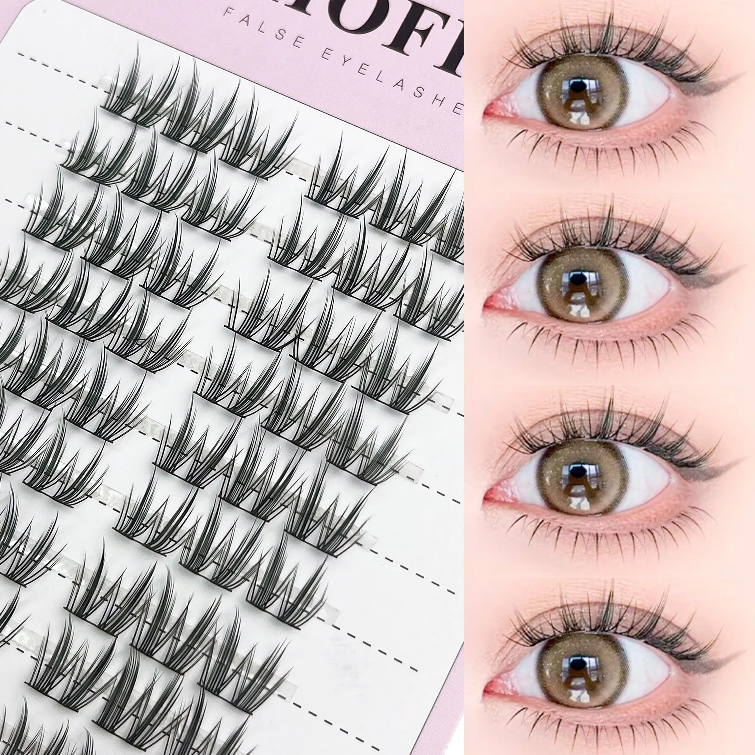 1/box 120 bundles Mink False Eyelash Natural Fishtail Lash 3D Russian Individual Eyelash Extension Cluster Makeup Tool Wholesale