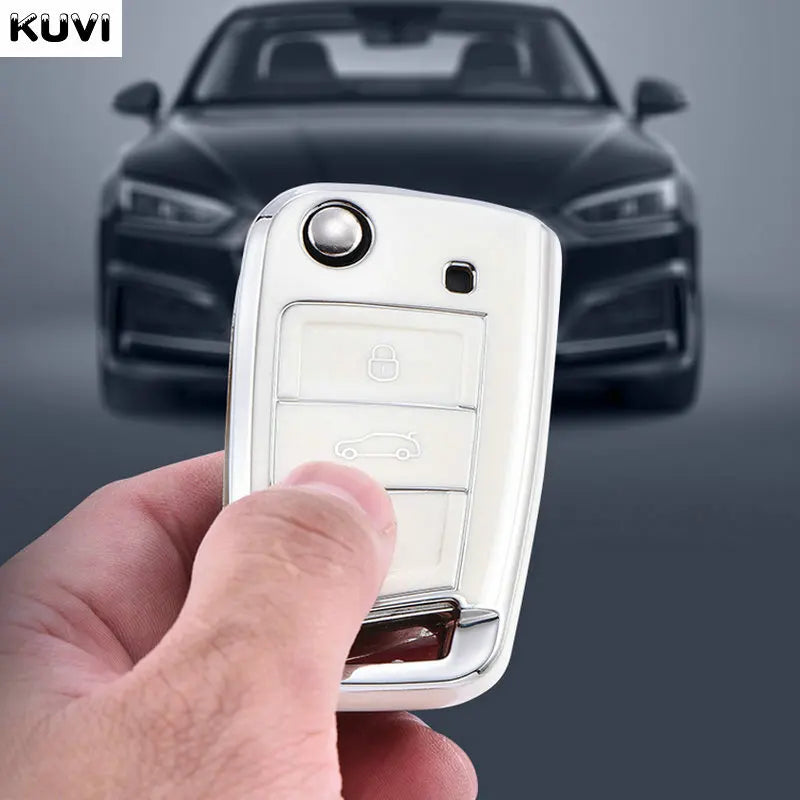 3 4 Buttons Car Key Case Cover Fob For VW Volkswagen Golf 7 MK7 Tiguan MK2 For SEAT Ateca Leon FR 2 Ibiza For Skoda Octavia A7