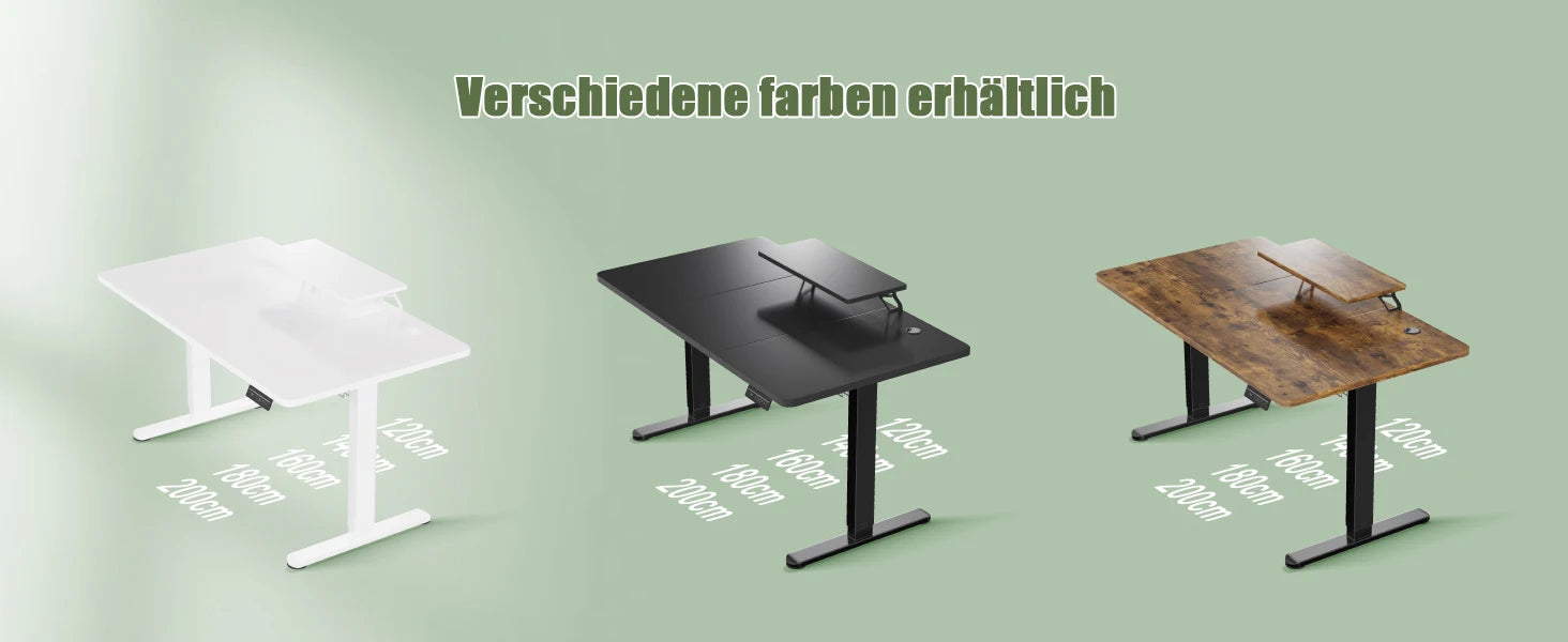 Devoko Height Adjustable desk Electric 140 × 60cm with Monitor Stand Ergonomic Seat Standing Desk (White)