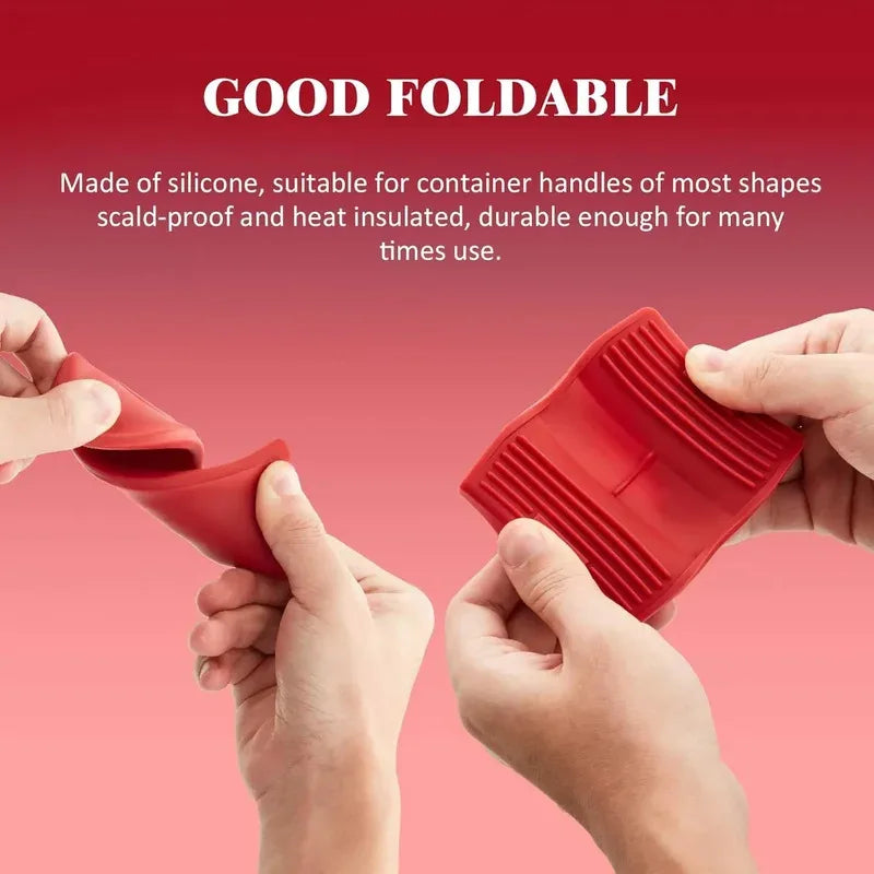 2pcs Silicone Anti-Scald Pot Handle Grip Cover Anti-slip Heat Resistant Pot Clip Holder Sleeve for Frying Cast Iron Skillet Pan