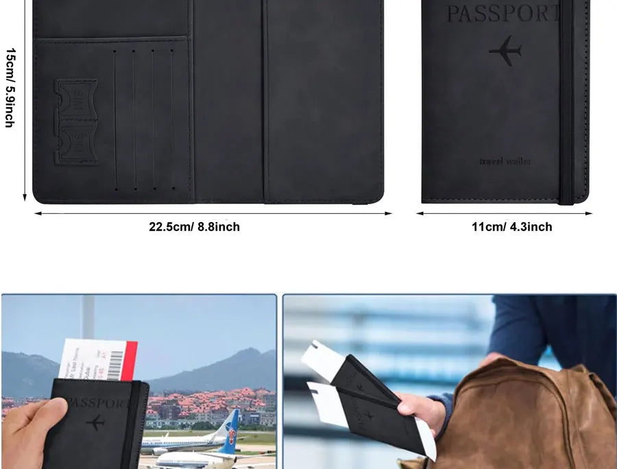 Passport Holder Wallet Cover Travel Essentials RFID Blocking Leather Card Case International Travel Accessories for Women/Men
