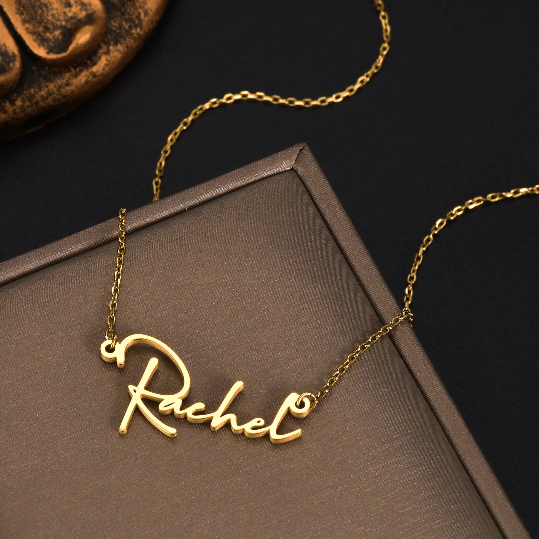 Atoztide Personalized Custom Name Necklaces for Women Stainless Steel Wave Chain Collares Pendant Mother Kids Jewelry Gift