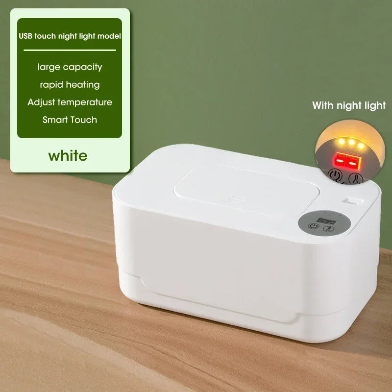 Baby Wet Wipe Heater Warmer with LED Display Wet Towel Dispenser Portable USB Baby Wipe Warmer Napkin Heating Box Home/Car