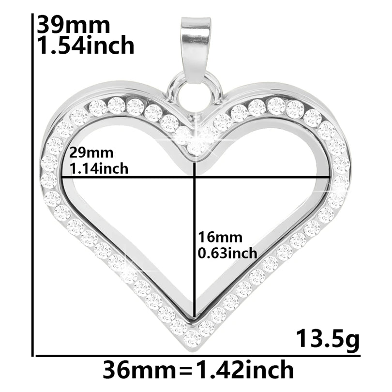 1Pc Punk Heart Round Memory Reliquary Photo Medaillon Pendant Glass Geometric Cremation Ashes Floating Locket кулон Jewelry