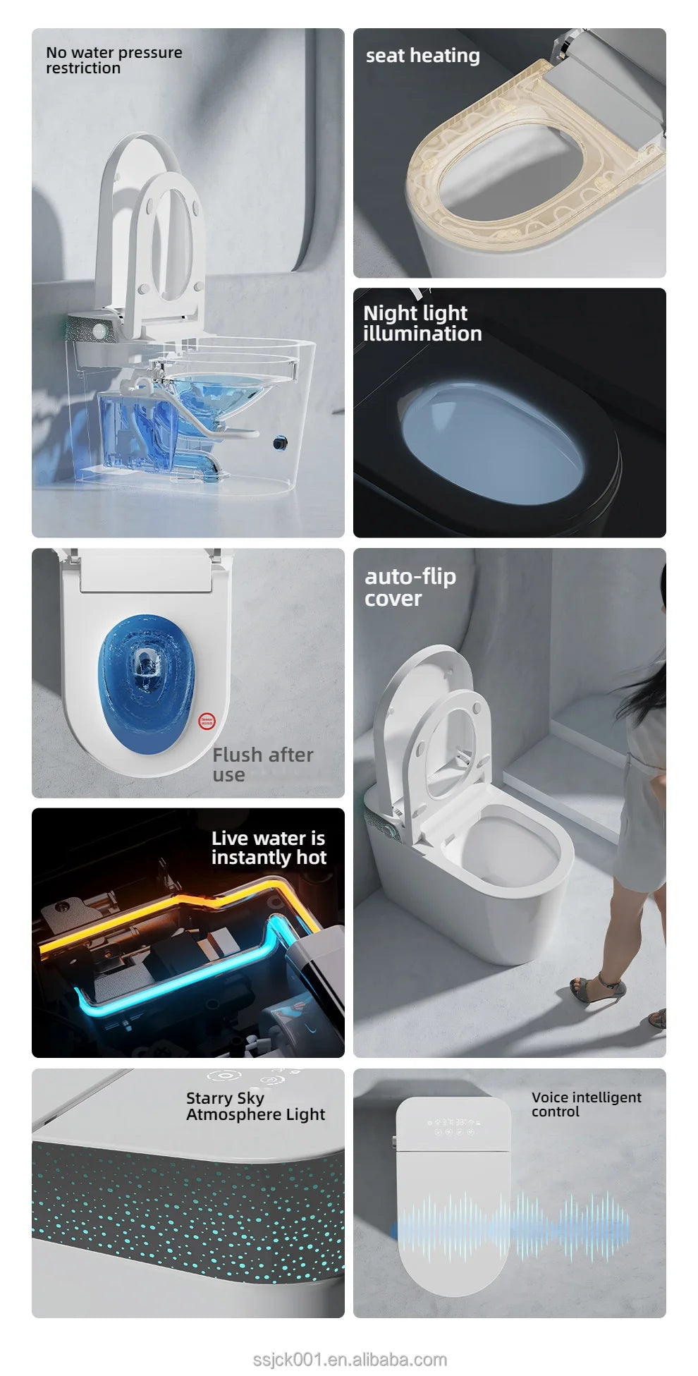Automatic Toilet Comfort-fit Seat Smart Toilet Commode Living Room Smart Toilets for Relaxing Seating Experience Bathroom
