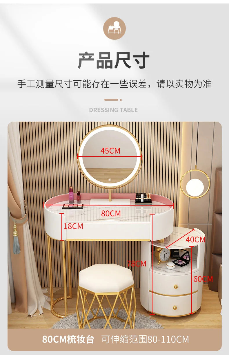 Bedroom Wooden Dressing Table Drawer Girls Led Light Standing Dressing Table Mirror Makeup Mesa De Maquillaje Rome Furniture