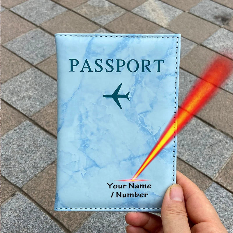 Laser Engraving Customize Name Passport Holder Travel Wallet Marble Patten Case for Passports Passport Cover With Personal Names
