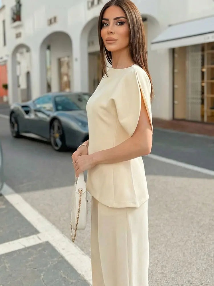 HH Women Elegant Solid Puff Sleeve Blouse Asymmetrical Hem O Neck T-Shirts 2026 Spring Fashion Female Streetwear Y2K Tops