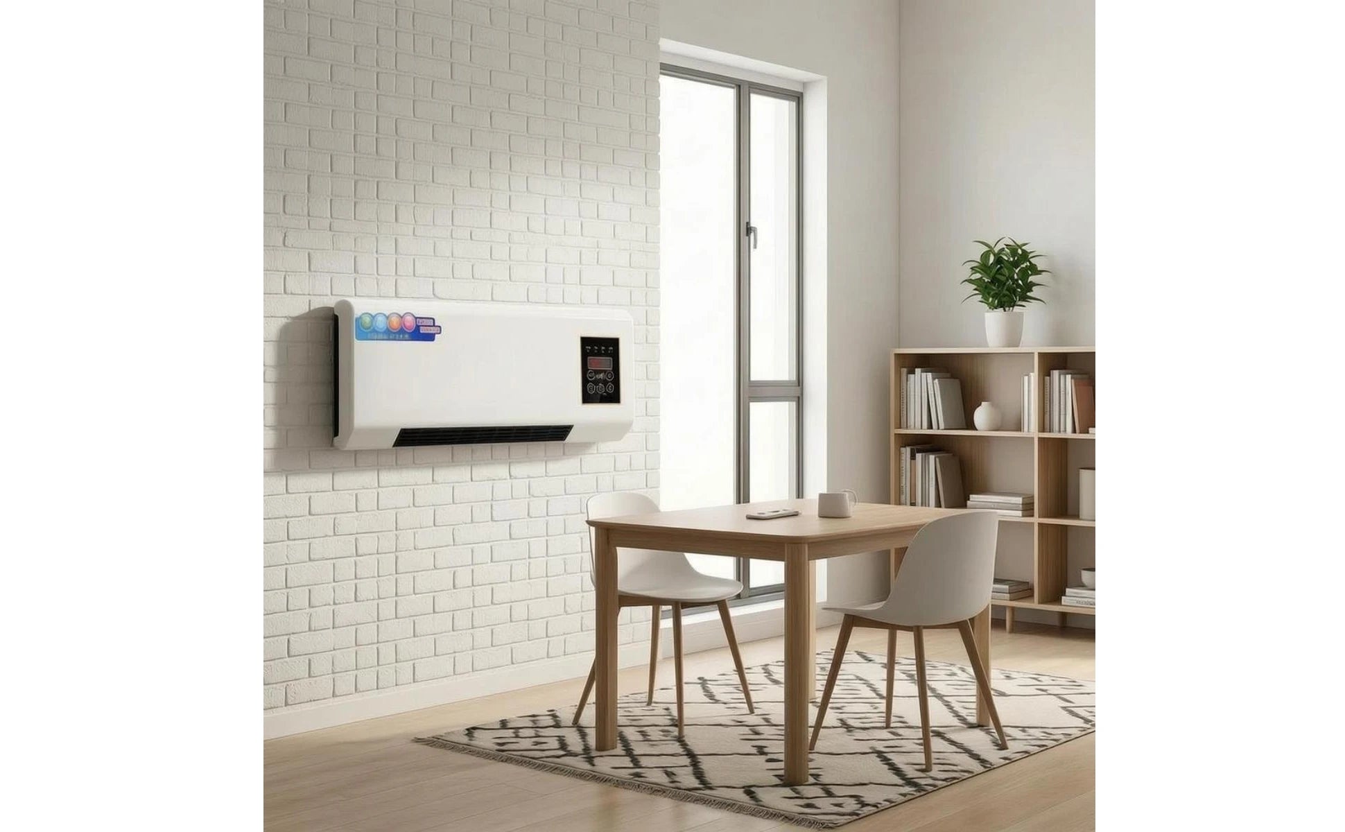 2-in-1 Wall Heater and Cooler Electric Wall-Mounted Heater Fan Home Appliance Wireless Controller Control UK Plug for Indoor