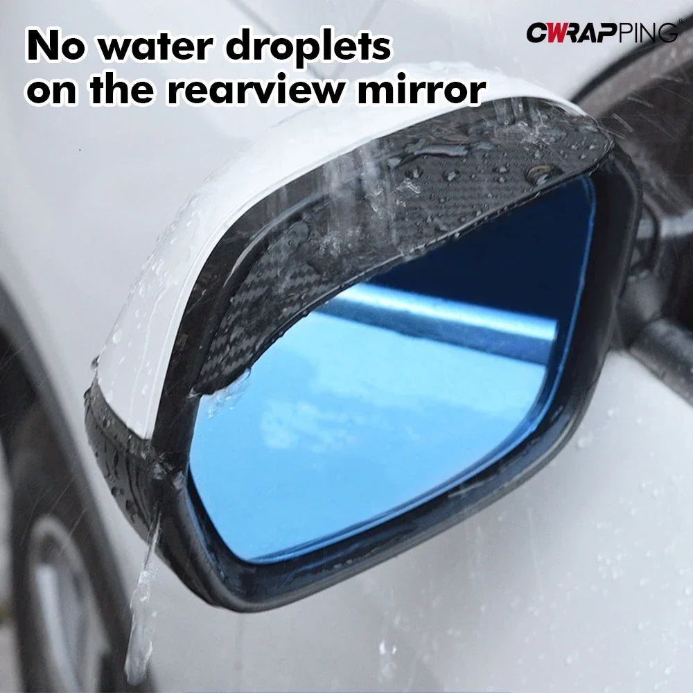 2/4Pcs Carbon Fiber Car Rearview Mirror Rain Shield Eyebrow Flexible Rearview Mirror Rain Shield Protector Eyebrow Rain Cover