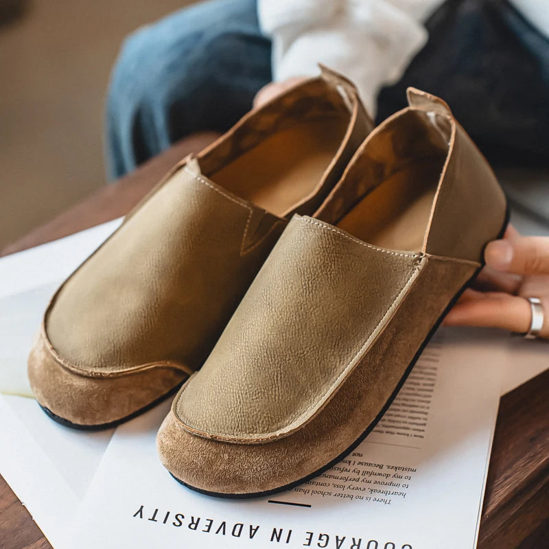 Man Loafers Outdoor Walking Fashion Mens Casual Shoes Soft Leather Comfort Half Slippers Breathable Lazy Driving Shoes Moccasins