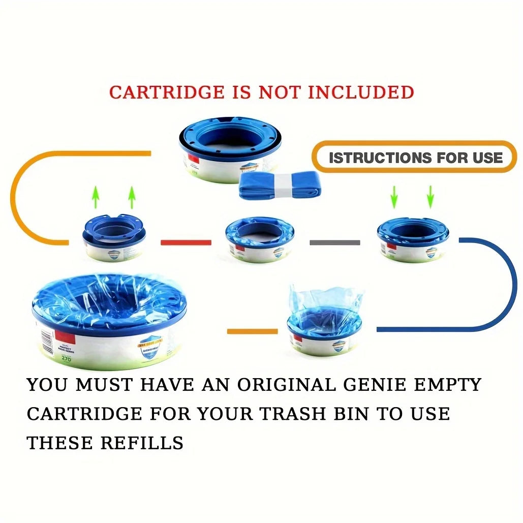 6 Pack Diaper Pail Refill Compatible with Cartridges for Genie Diaper Pail Refills Bags Refill (Cartridge Is Not Included)