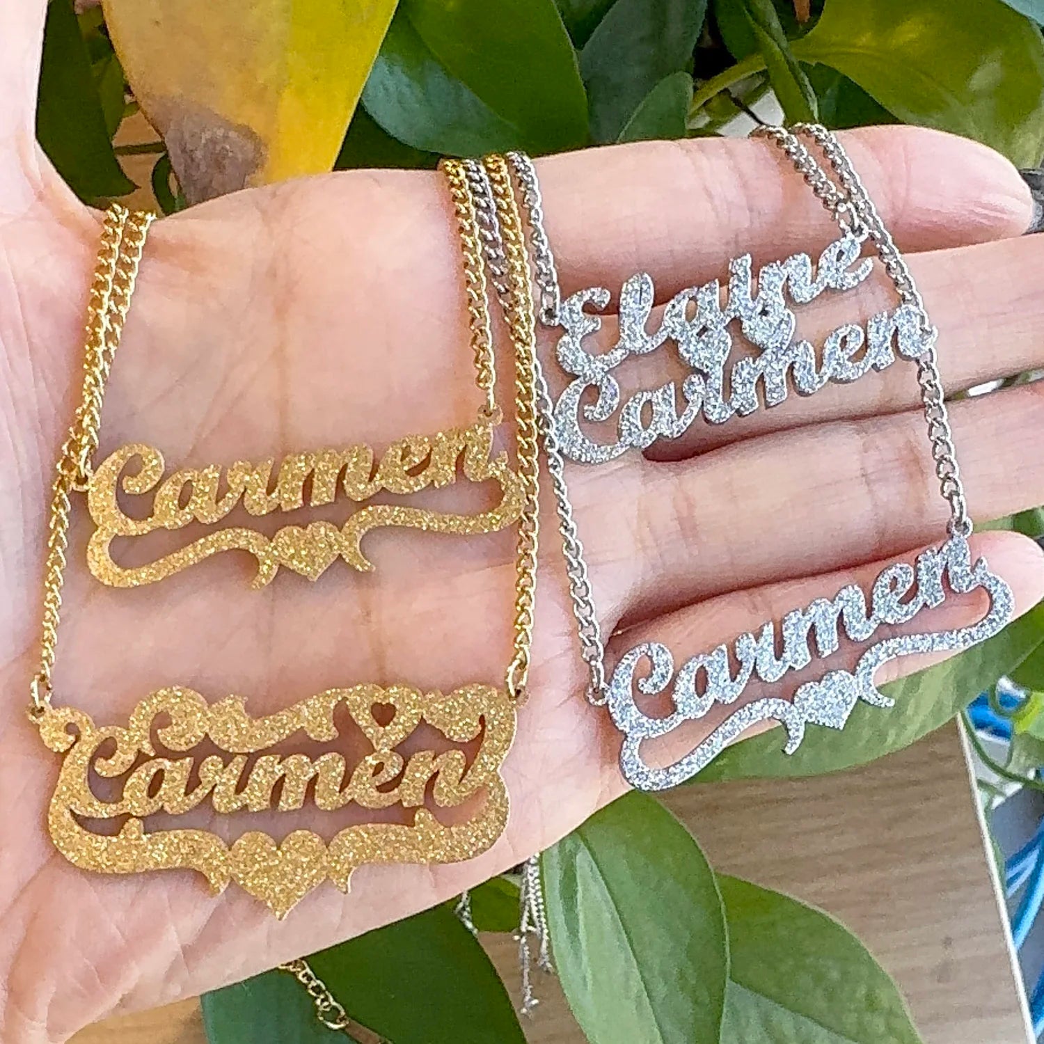 My Shape Custom Name Sparkling Necklaces Stainless Steel Customized Bling Frosted Pendants Personalized Name Chain Jewelry Gifts