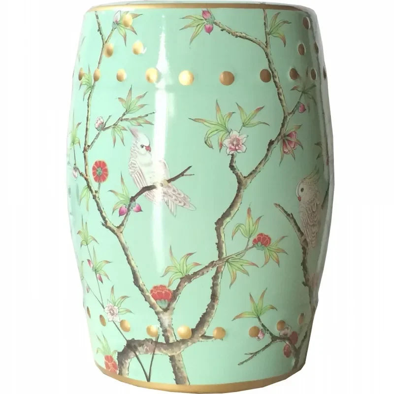 Shoe Changing Stool Flower Bird Ceramic Drum Stool Dressing Antique Drum Sitting Stool Living Room Furniture Luxury Dresser