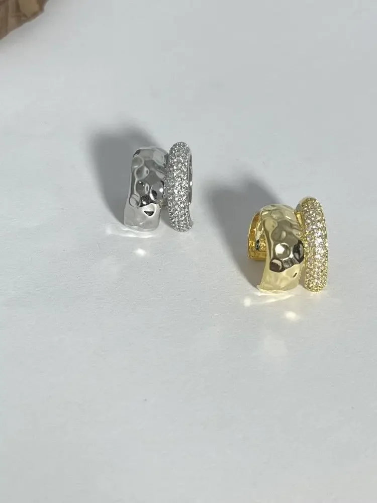 New Fashion Zircon Double-layer Ear Cuff No Piercing Earring 2023 Trendy Punk Unique Metal Geometric Ear Clip for Women Jewelry