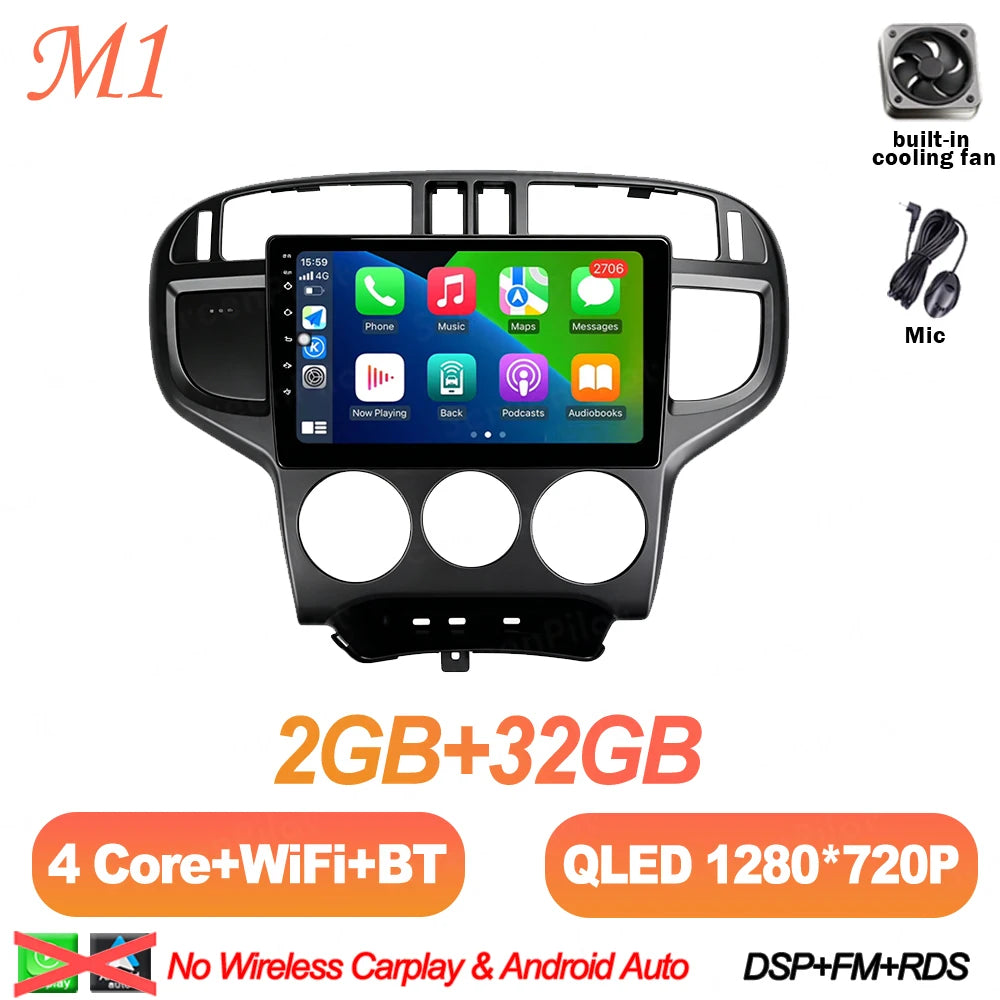 Android 16 For Hyundai Matrix 2001-2010 Car Radio Stereo Head Unit Multimedia Video Player GPS Navigation 2K QLED 9 Inch 5G RDS