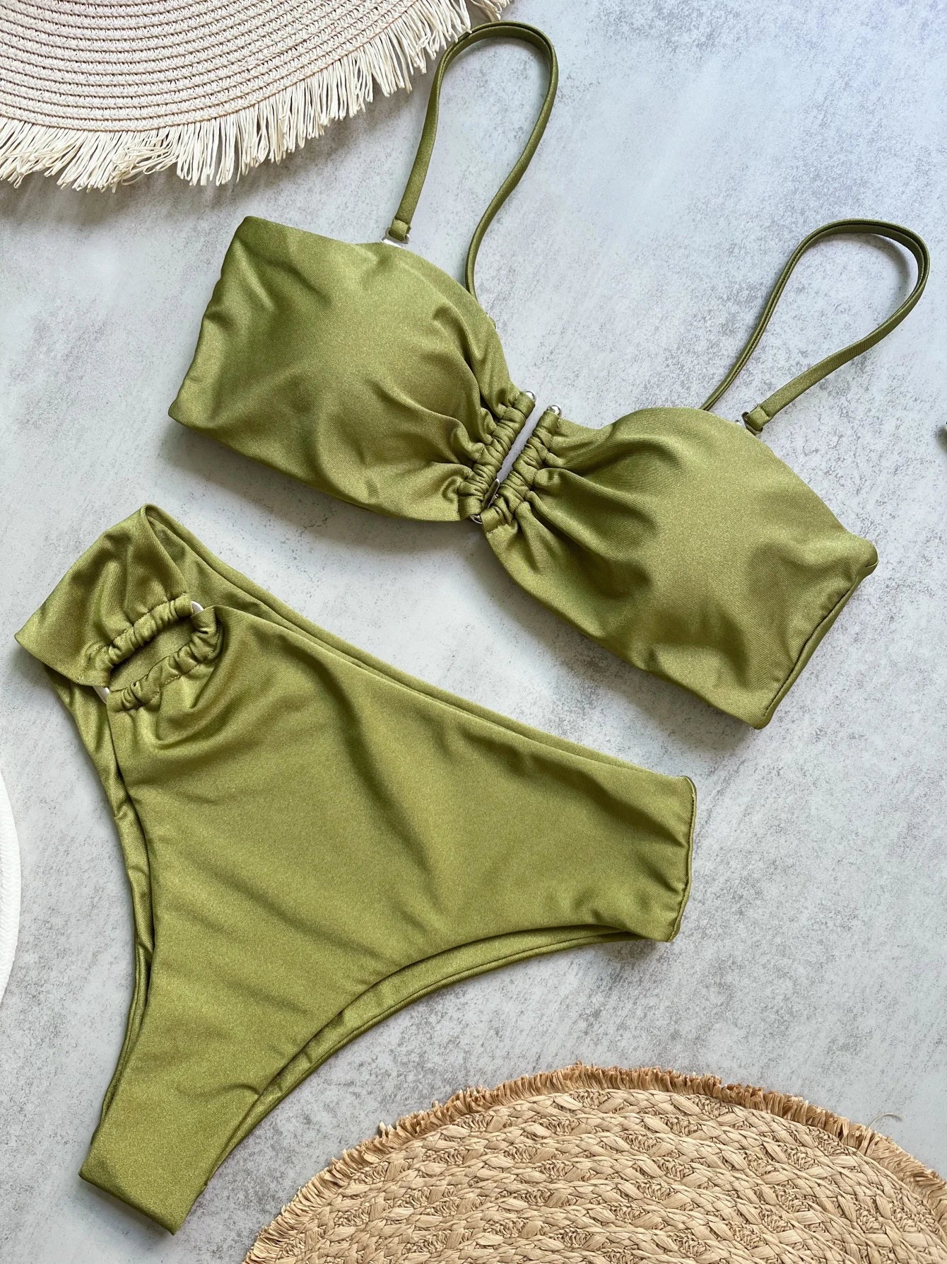 Bandeau Bikini Push Up Women Swimsuits 2026 Sexy Female Swimwear Brazilian Bikini Set Thong Biquini Swim Suits Solid Beachwear