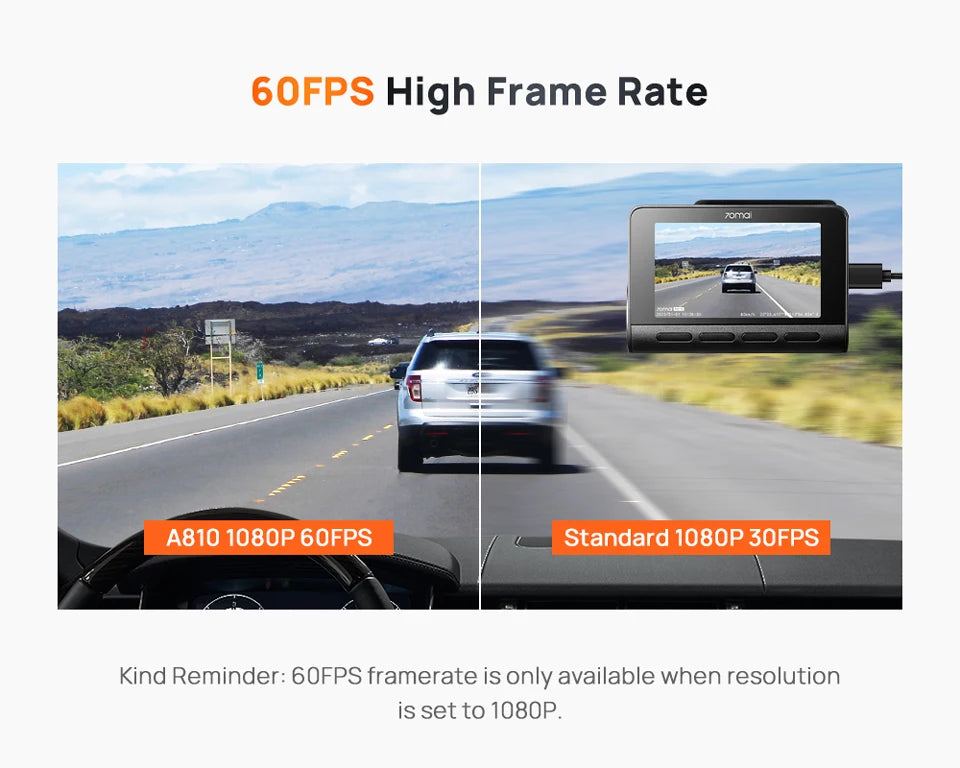 70mai 4K Dash Cam A810 Front Rear Set Suppor 4G Module LTE UP04 Remote Control GPS ADAS Car DVR 70mai A810 Car DVR