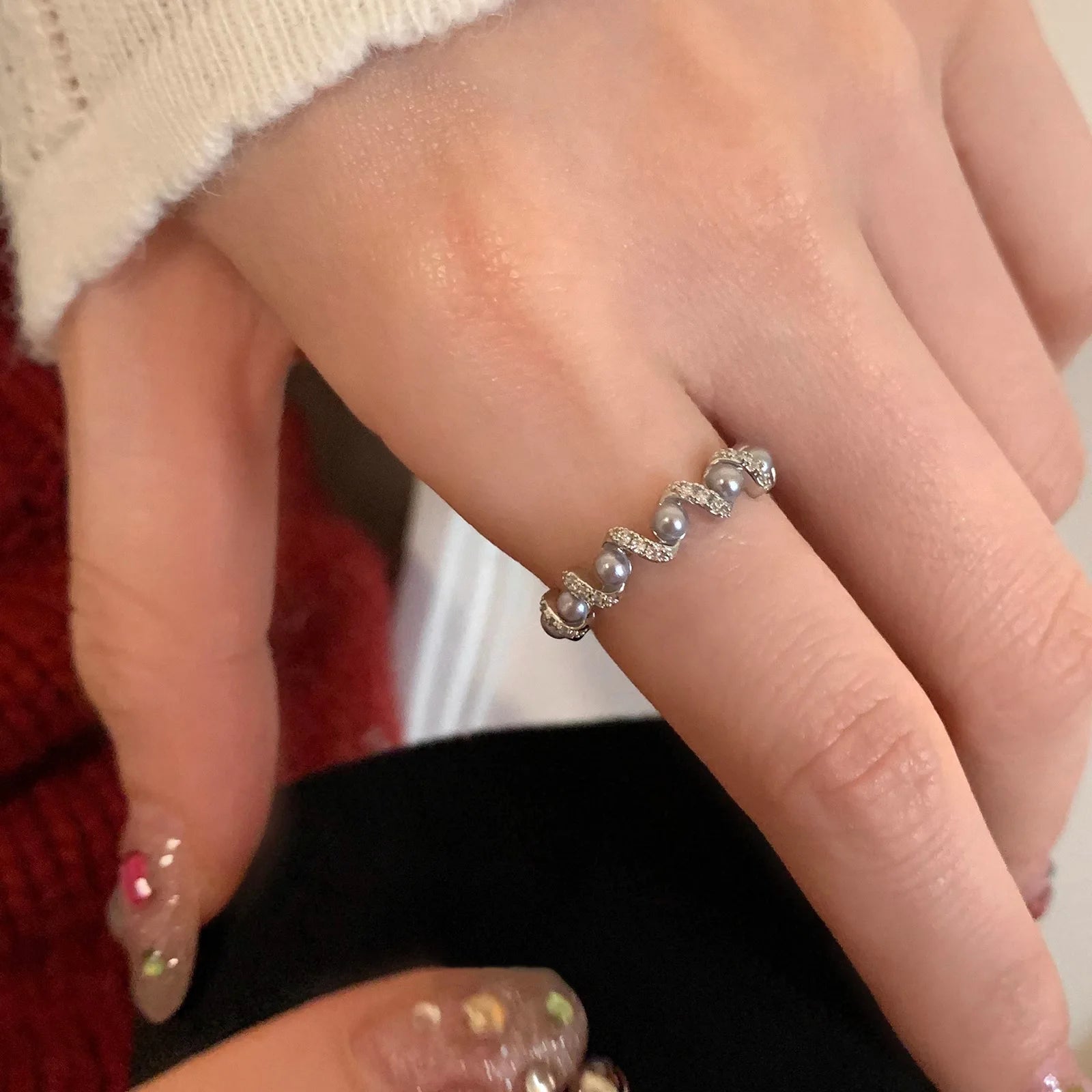925 Sterling Silver Metal Flower Shell Geometric Rings For Women French Retro Romantic Open Thai
