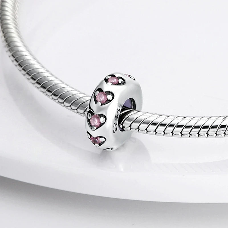 MULA Pink 925 Sterling Silver Charms Pendant Perfume Dreamcatcher Heart Love Beaded Fit Original Bracelet Women DIY Jewelry Gift