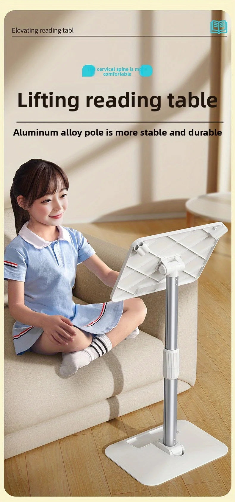 Adjustable Aluminum Reading Stand Height Angle Free Adjust Floor Book Holder Gift Wholesale Reading Desk with Telescopic Rod