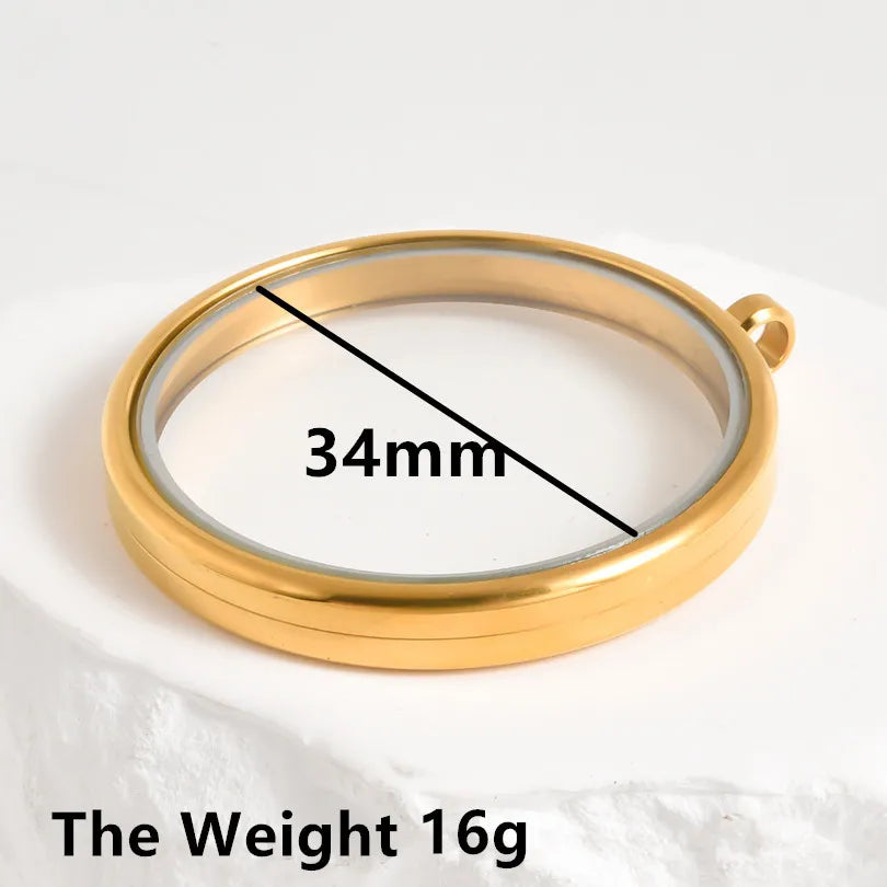 1Pc Stainless Steel Round Reliquary Photo Coin Holder Locket Pendant Openable Glass Cremation Urn Relicario Colgantes Jewelry