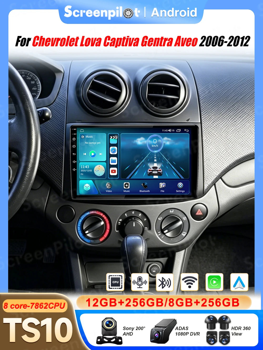 Android 16 For Chevrolet Lova Captiva Gentra Aveo 2006-2012 Touch Screen Android Auto Mirror Link Stereo Head Unit Car Radio RDS
