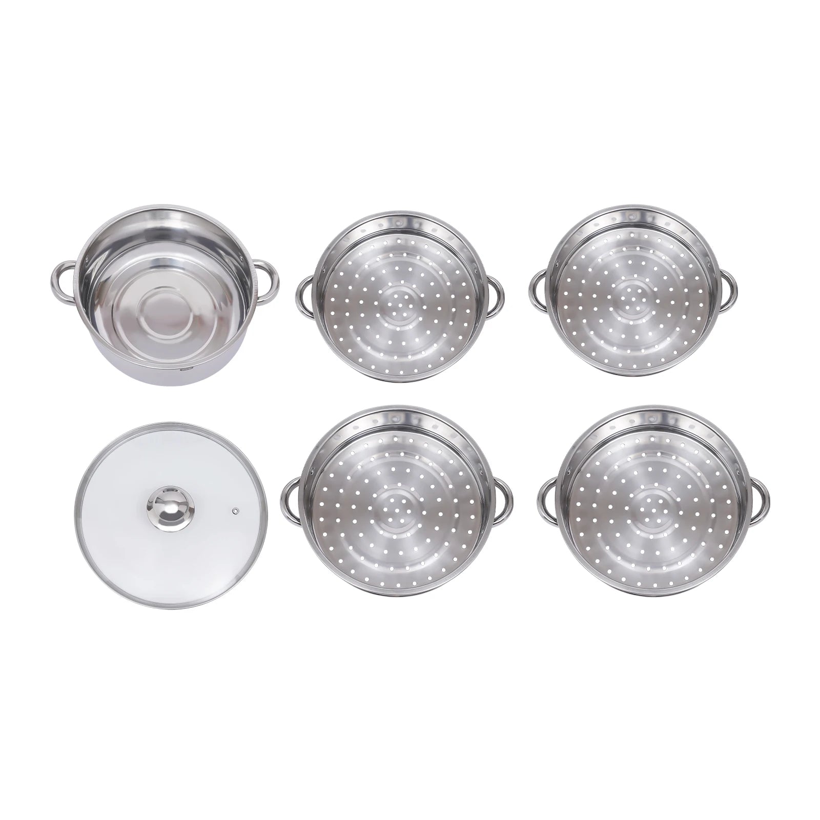 5 Tier 26 / 28 / 30cm Steam Cooker Steamer Pan Cook Food Veg Pot Stainless Steel