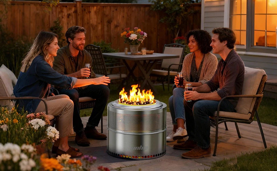 Wood Burning Firepit,Large Stainless Steel Smokeless Fire Pit with Carry Bag,Outdoor Camping Firewood Burner Stove