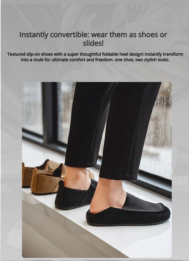 Man Loafers Outdoor Walking Fashion Mens Casual Shoes Soft Leather Comfort Half Slippers Breathable Lazy Driving Shoes Moccasins