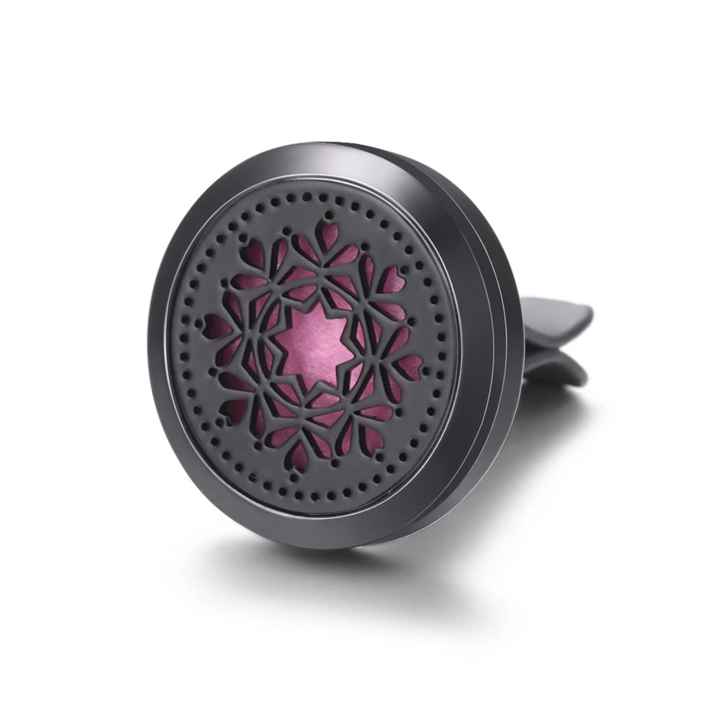 New Car Air Freshener Diffuser Clip Black Hollow Pattern Aromatherapy Lockets Essential Oil Perfume Pendant Car Ornaments Gift