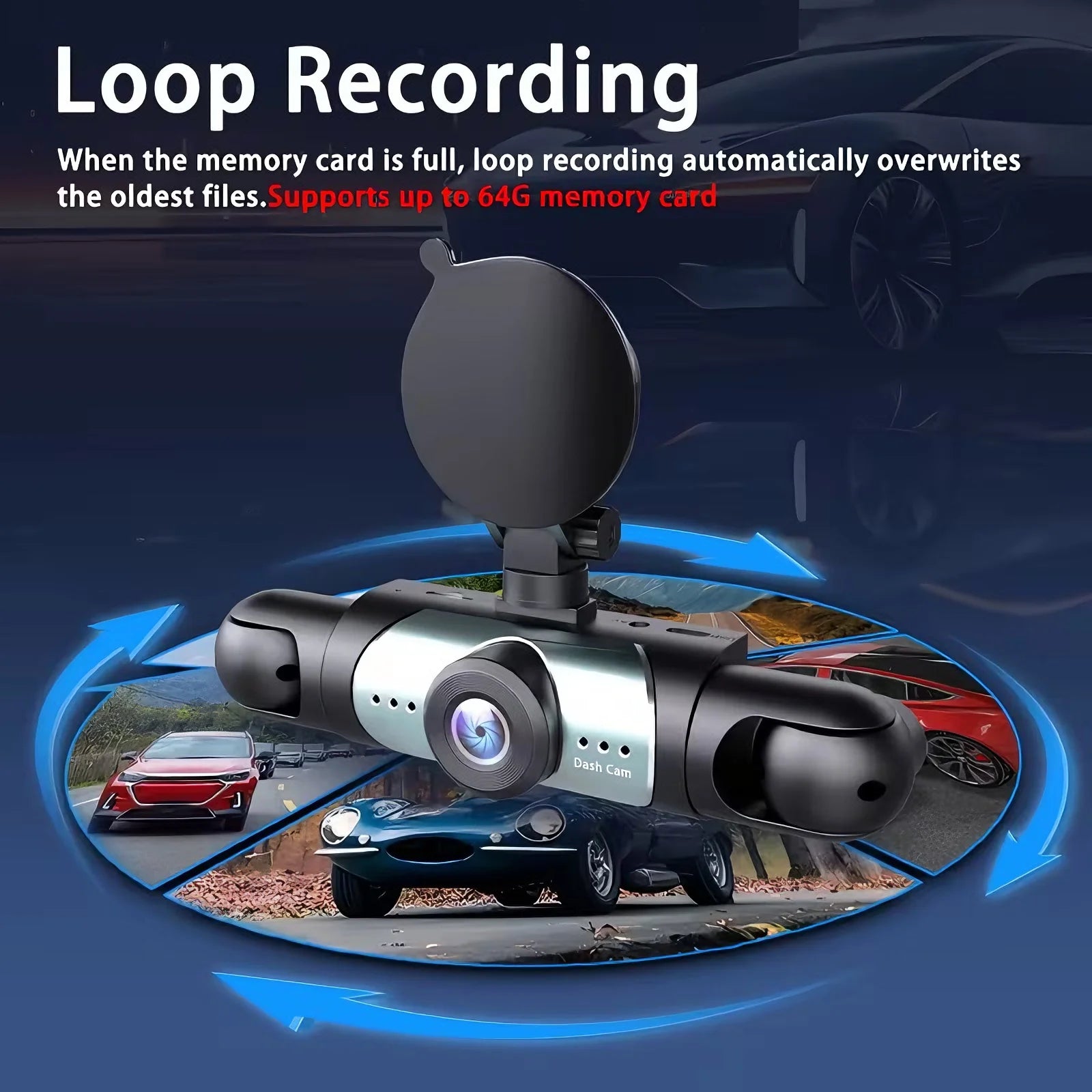 Dash Cam Vehicle DVR video recorder 4 cameras for cars black box front rear internal Night Vision Loop Recording dashcam car 360