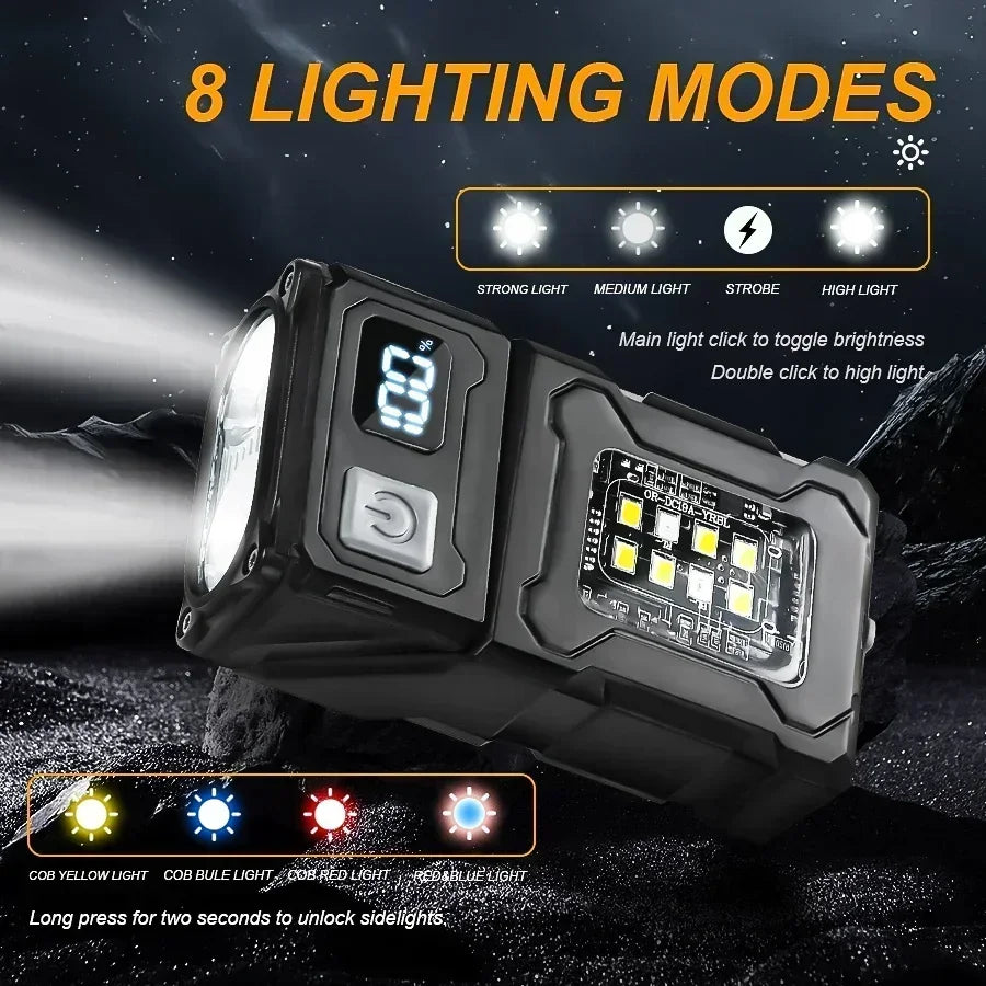 Super Bright Mini LED Flashlight USB Rechargeable Portable COB Torch with Magnetic Tail & Clip for Outdoor Camping Emergency Wor
