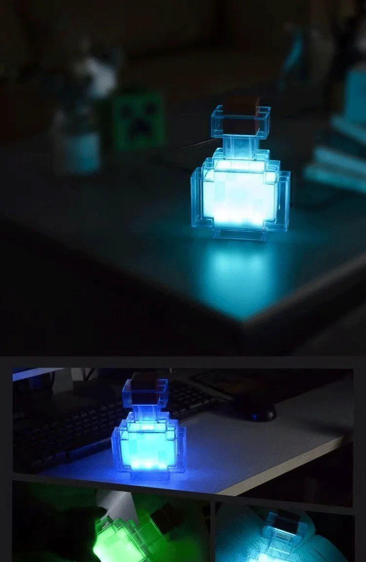Rechargeable Night Light 7 Color Liquid Medicine Bottle Pixel Wind Peripheral Design Game Toy Bedroom Decoration Lamp Kids Gifts
