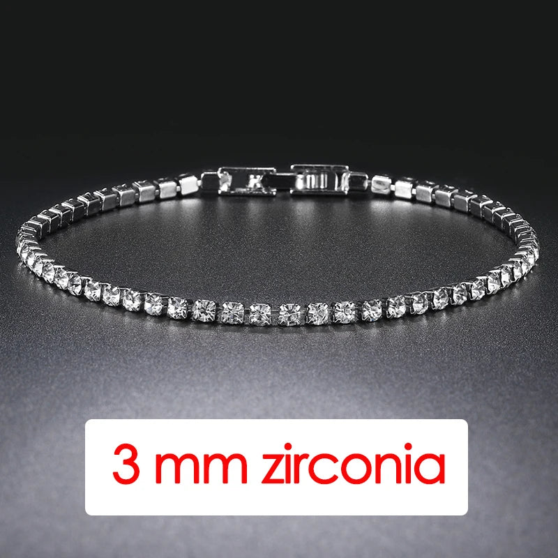 Hip Hop Iced Out 3/4/5mm Crystal Tennis Bracelet for Men Homme Punk Zirconia Women's Chain on Hand Streetwear Trendy Jewelry