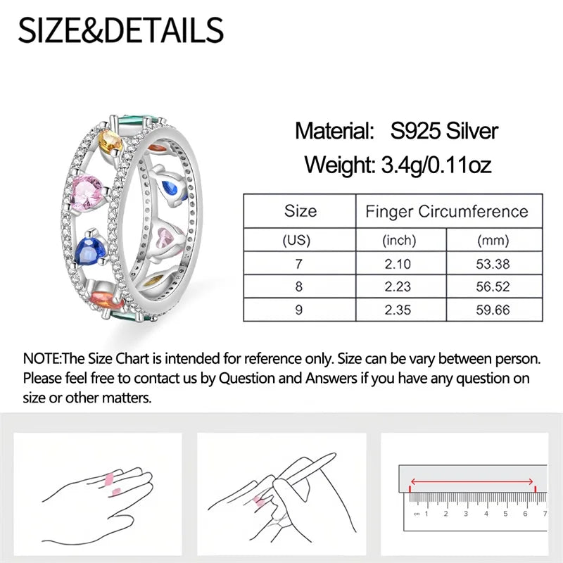 Rings For Women 925 Silver Size 6-9 Ocean Flower Sun Butterfly Heart Hollow Ring Fit For Engagement Weddings Fine Jewelry Gifts