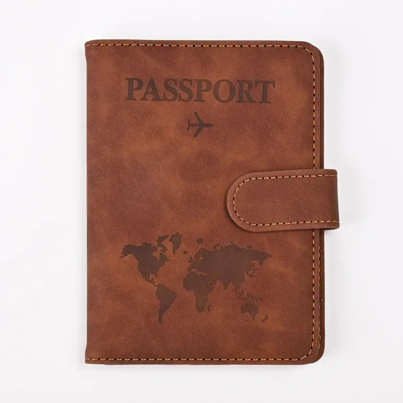Leather Passport Holder Travel Wallet with ID Credit Card Slot PU Leather Passport Covers Case RFID Blocking Passport Protector
