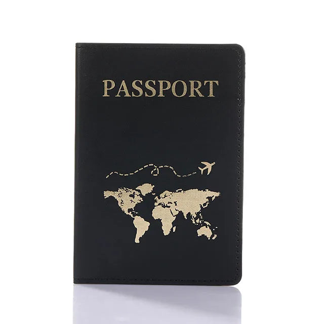 Lover The World Map Passport Cover Hot Stamping Simple Plane Women Men Travel Passport  Case Holder Fashion Wedding Gift