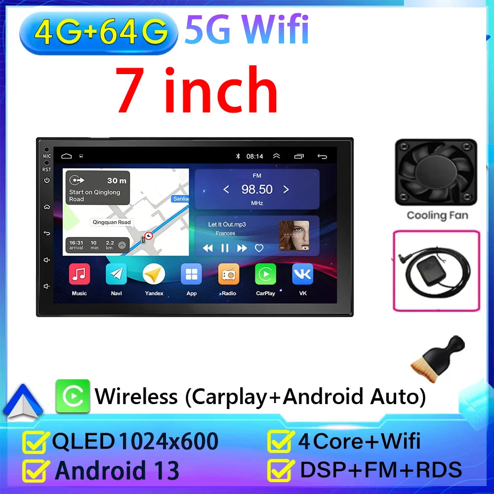 2 Din Universal Android 13 Car Radio 7/9/10 Inch Wireless CarPlay Android Auto GPS Bluetooth Multimedia Head Unit for Toyota