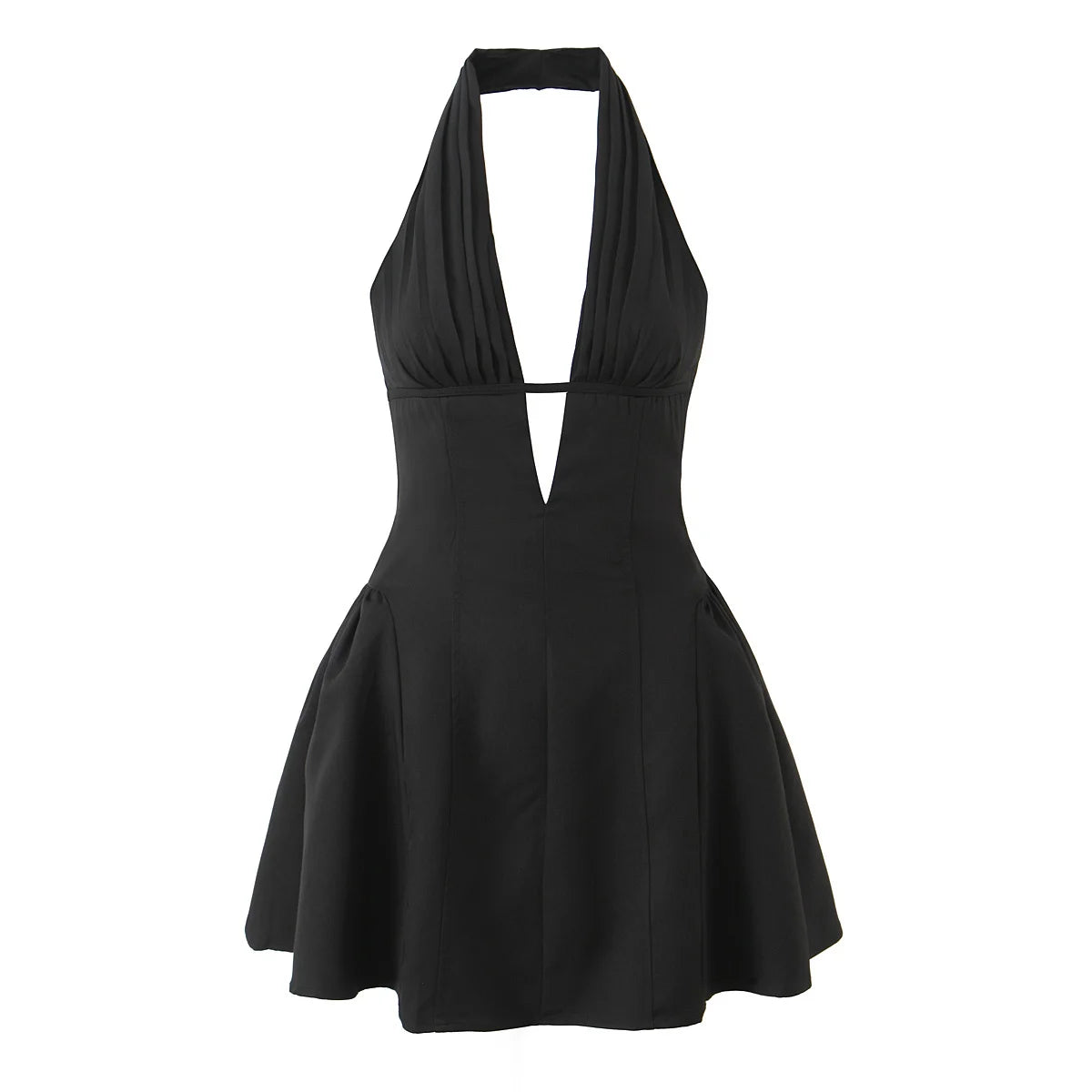 YENKYE French Style Retro Polka Dot Deep V Halter Dress Women Sexy Backless A-line Slim Sweet Elegant Mini Dresses Summer Robe