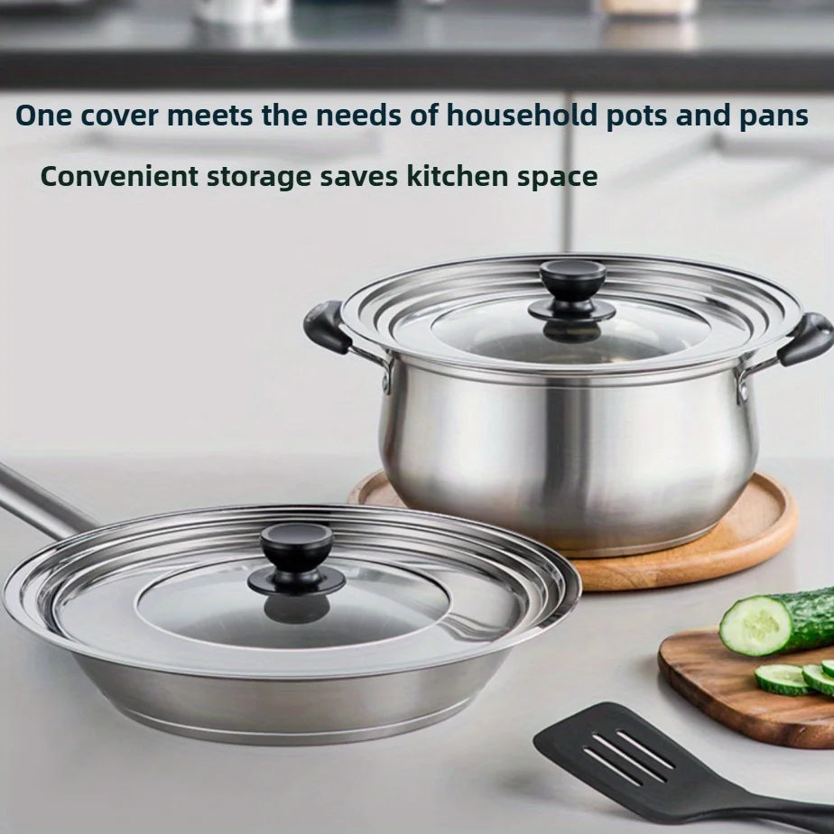 Stainless Steel Universal Lid For Pot And Pan Skillet Lid Pot Cover Fit 8.66-11.Inch Cookware Frying Pan Cover Pan Lid With Knob