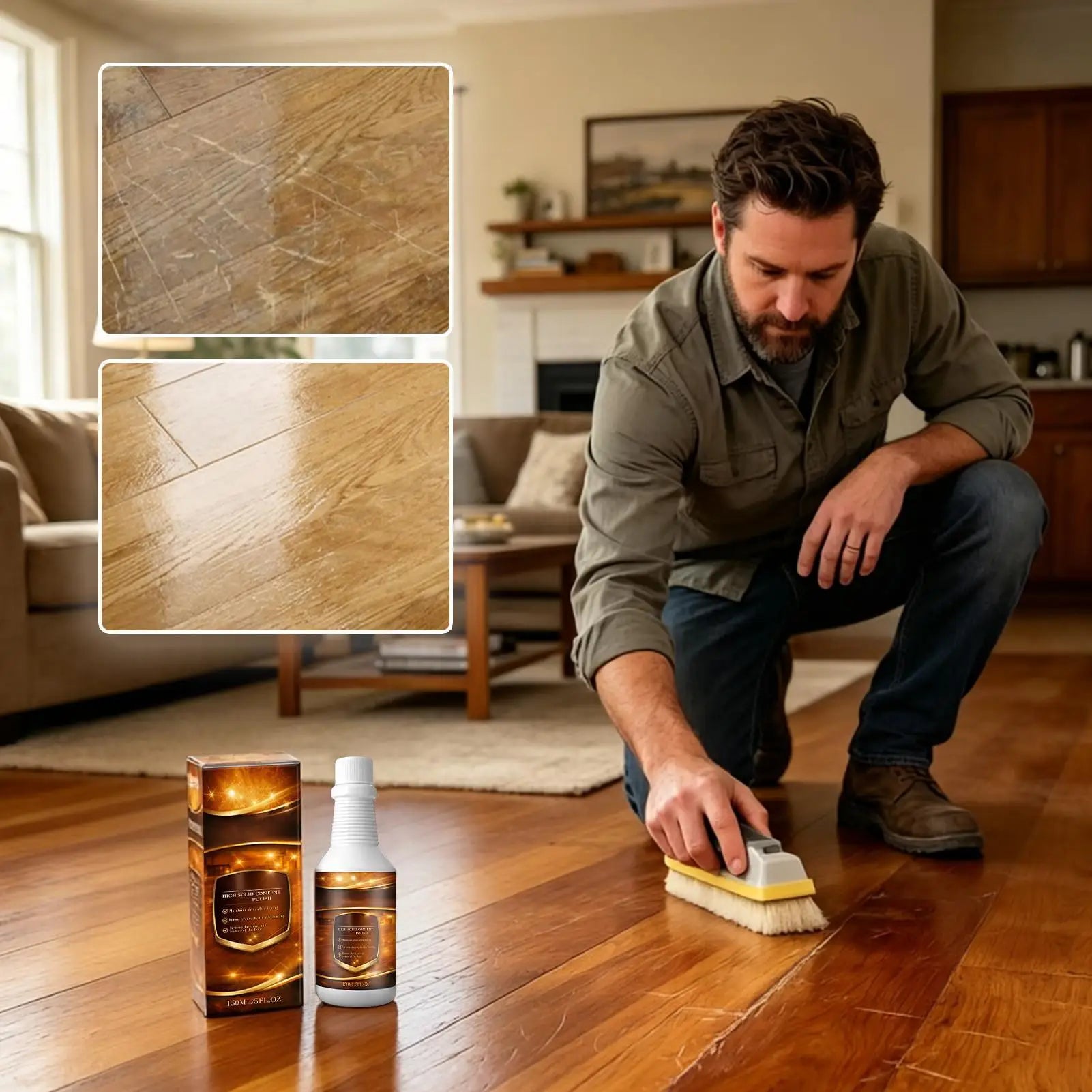 150ml Floor Restore Solution liquid Flooring Renewal Agent Wood Floor Polishing Care for Home Apartment Dormitory Living Room