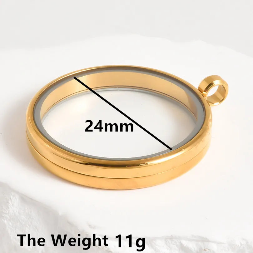 1Pc Stainless Steel Round Reliquary Photo Coin Holder Locket Pendant Openable Glass Cremation Urn Relicario Colgantes Jewelry