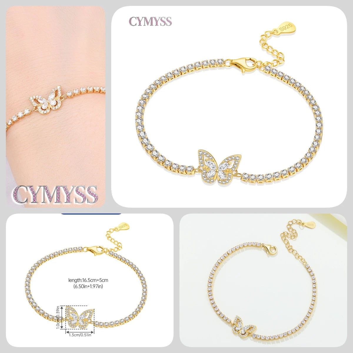 Original 925 Sterling Silver Zirconia Tennis Chain Bracelet for Women Adjustable Gold Color Hot Sale Ideal Birthday Party Gifts