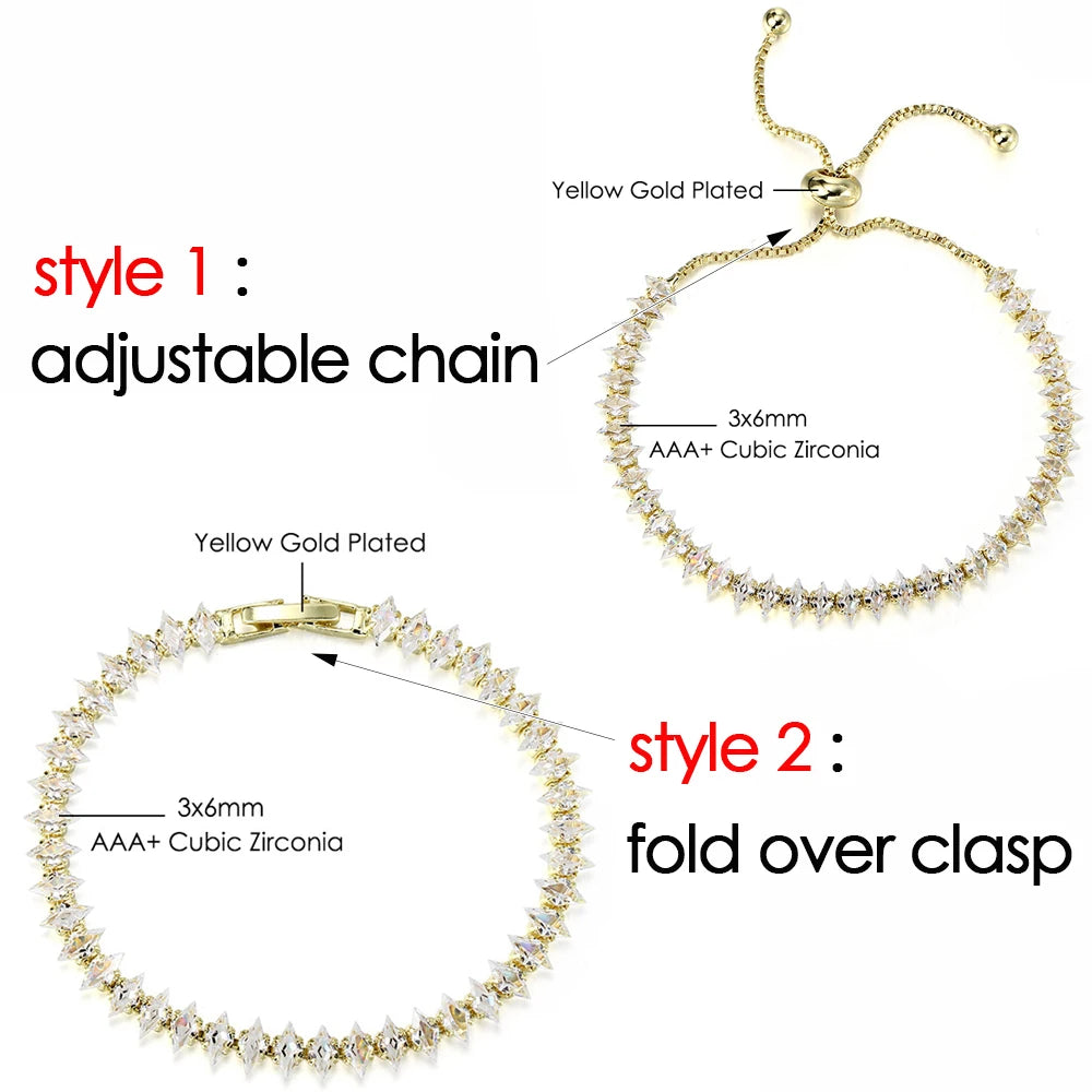 Luxury Dainty Tennis Bracelet for Women Silver Color Sparkling Cubic Zircon Stackable Chain Crystal Banquet Wedding Jewelry H085