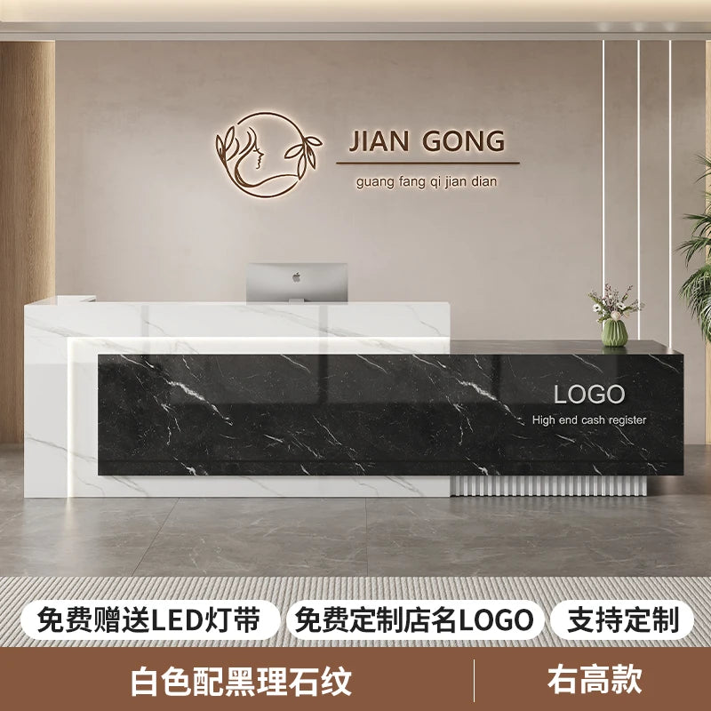 Customized Premium Desk Table Glamour Luxury Simple Elegant Reception Desk Modern Design Recepcion Mostrador Office Furniture